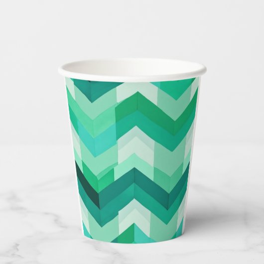 Abstract Chevron patroon in Groenen Papieren Bekers (Achterkant)