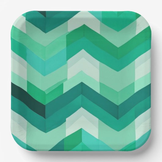 Abstract Chevron patroon in Groenen Papieren Bordje (Voorkant)