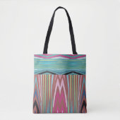 Abstract Chevron Vertical Streep Stof Roze Tote Bag (Voorkant)