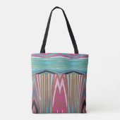 Abstract Chevron Vertical Streep Stof Roze Tote Bag (Achterkant)