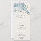 Abstract Chic Blue Gold Bachy Wedding Program Kaart (Voorkant)