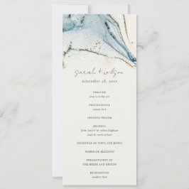 Abstract Chic Blue Gold Bachy Wedding Program Kaart