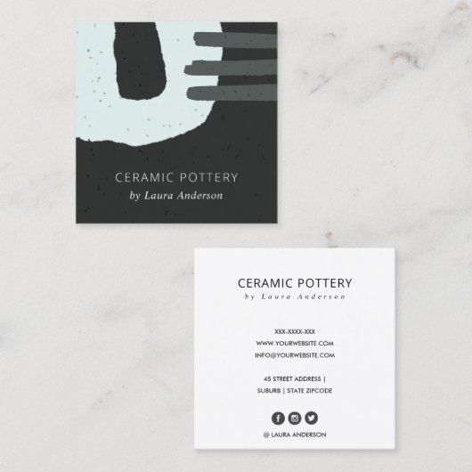 ABSTRACT CHIC CCERAMIC TEXTURE BLACK BLUE SPECKLER VIERKANTE VISITEKAARTJE (Voorkant / Achterkant)