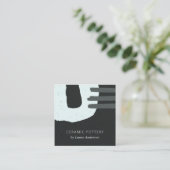 ABSTRACT CHIC CCERAMIC TEXTURE BLACK BLUE SPECKLER VIERKANTE VISITEKAARTJE (Staand voorkant)