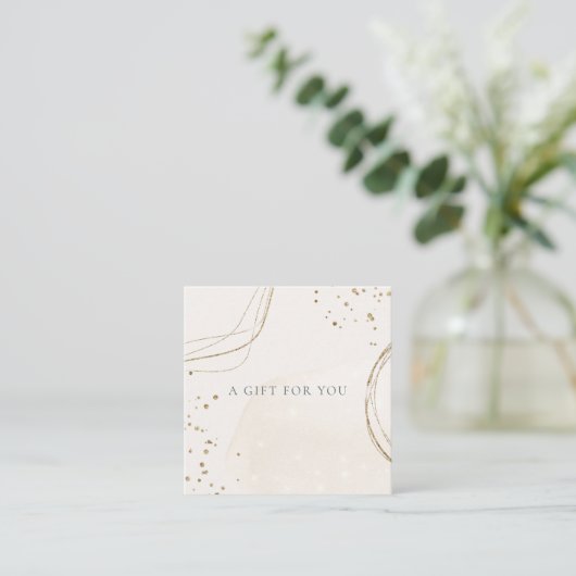 Abstract Chic Glitter Ivory Gold Gift Certificate Vierkante Visitekaartje (Staand voorkant)