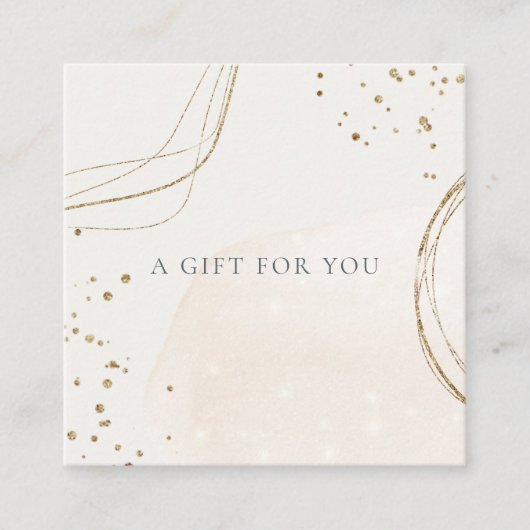 Abstract Chic Glitter Ivory Gold Gift Certificate Vierkante Visitekaartje (Voorkant)