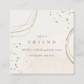 Abstract Chic Glitter Ivory Gold Verwijs een vrien Vierkante Visitekaartje (Voorkant)