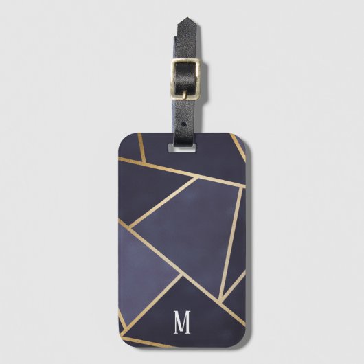 Abstract Chic Paars & Gold Monogram Bagagelabel (Voorkant (verticaal))