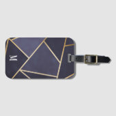 Abstract Chic Paars & Gold Monogram Bagagelabel (Voorkant (horizontaal))