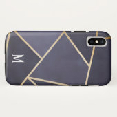 Abstract Chic Paars & Gold Monogram Case-Mate iPhone Case (Achterkant (horizontaal))