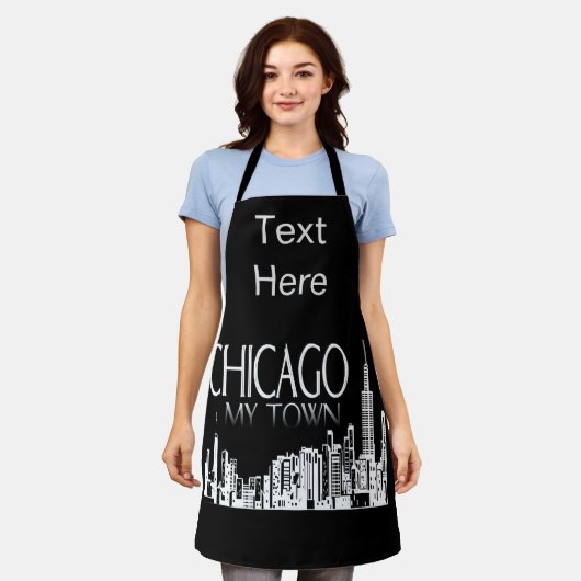 Abstract Chicago Design voeg tekst toe, Schort (Gedragen)