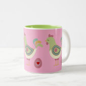 Abstract Chicken & Egg Coffee Cup – Pink Tweekleurige Koffiemok (Voorkant rechts)