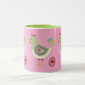 Abstract Chicken & Egg Coffee Cup – Pink Tweekleurige Koffiemok (Center)