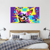 ABSTRACT CHIUAHUA POPART CANVAS AFDRUK (Insitu (Slaapkamer))