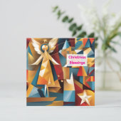 Abstract Christmas Holiday Angel Card Feestdagenkaart (Staand voorkant)