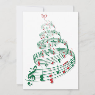Abstract Christmas tree with musical notes Feestdagenkaart