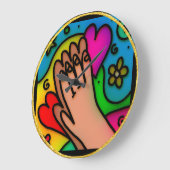 Abstract chromatische gebeden kleurige jesushanden grote klok (Hoek)