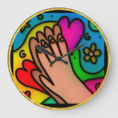 Abstract chromatische gebeden kleurige jesushanden grote klok (Voorkant)