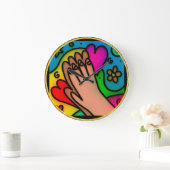 Abstract chromatische gebeden kleurige jesushanden grote klok (Huis)