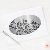 abstract chroomzilver metallisch bloempatroon ovale sticker (Envelop)