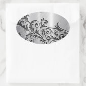 abstract chroomzilver metallisch bloempatroon ovale sticker (Tas)