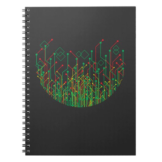 Abstract circuit board binaire computerwetenschapp notitieboek (Voorkant)