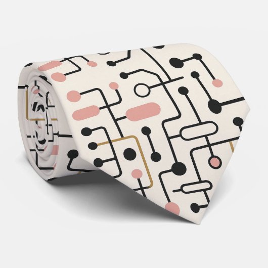 Abstract Circuit Board - Retro Mid Century Modern  Stropdas (Opgerold)