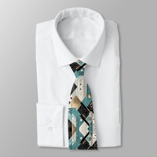 Abstract Circuit Board - Retro Mid Century Modern  Stropdas (Gebonden)