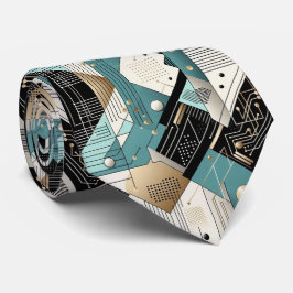 Abstract Circuit Board - Retro Mid Century Modern  Stropdas