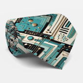 Abstract Circuit Board - Retro Mid Century Modern  Stropdas (Opgerold)