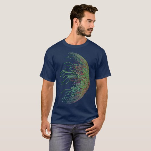 Abstract circuit board World Binary T-shirt (Voorkant volledig)