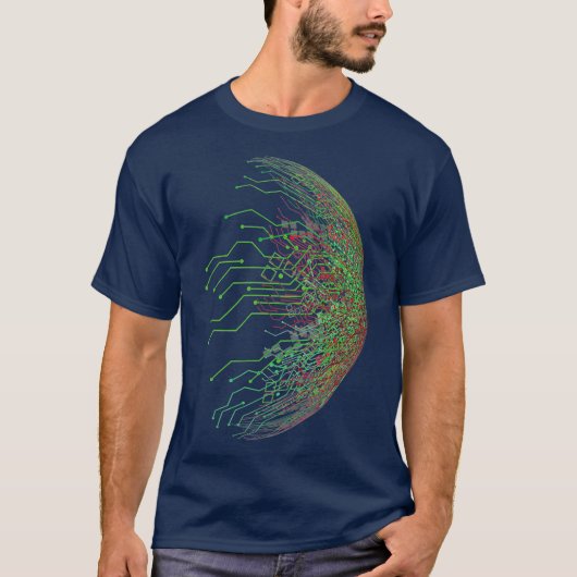Abstract circuit board World Binary T-shirt (Voorkant)