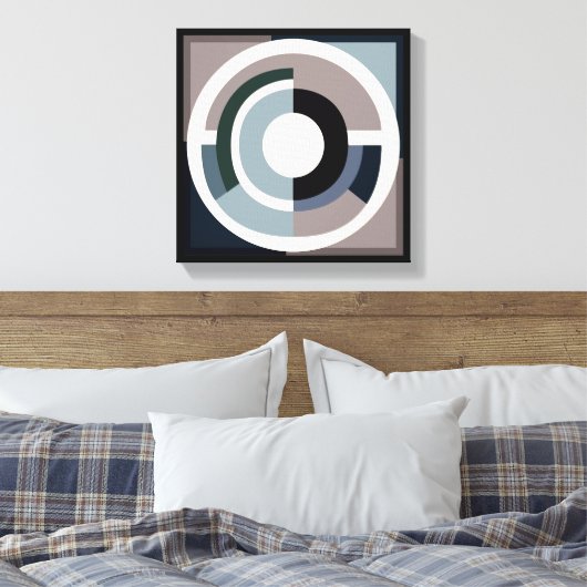 Abstract Circular Muted Tones - Stretched Canvas (Insitu (Slaapkamer))