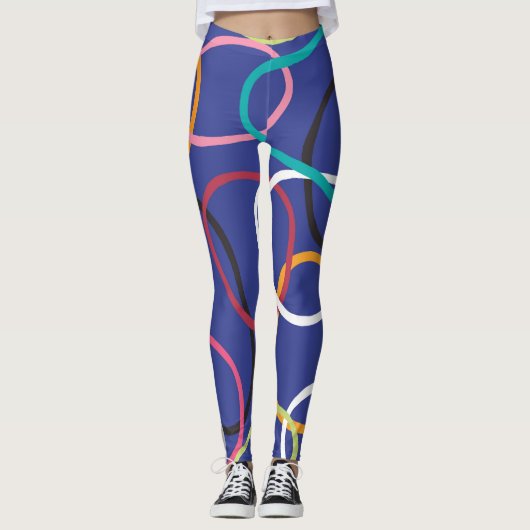 Abstract cirkelenbandenpatroon Leggings (Voorkant)