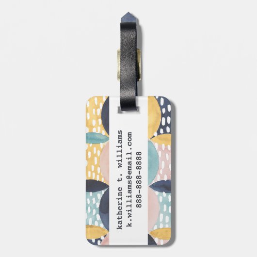 Abstract cirkelpatroon bagagelabel (Achterkant verticaal)