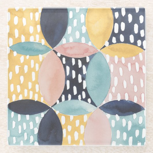 Abstract cirkelpatroon glazen onderzetter (Voorkant)