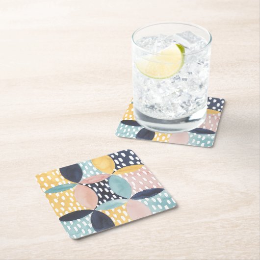 Abstract cirkelpatroon kartonnen onderzetters (Insitu)