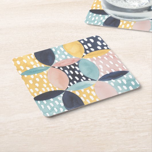 Abstract cirkelpatroon kartonnen onderzetters (Schuin)