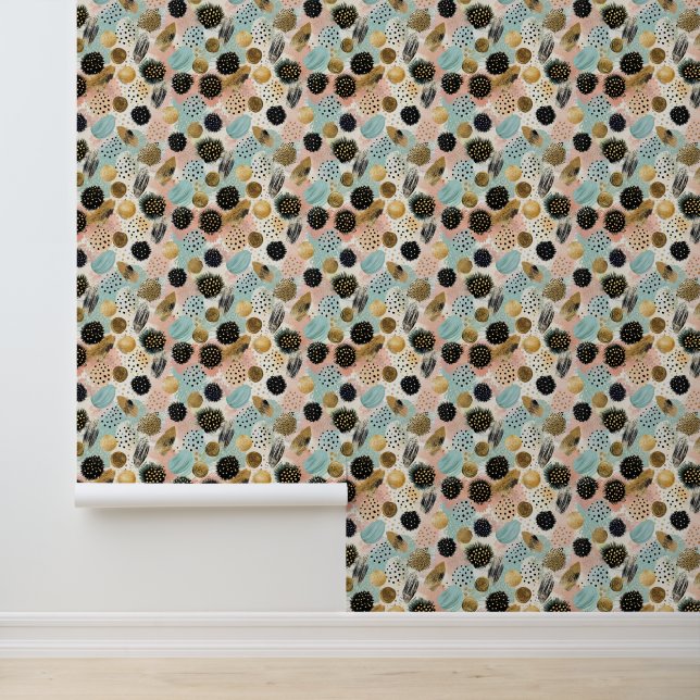 Abstract cirkelpatroon -met Glitter & Speckles 2 Behang (Applicatie)