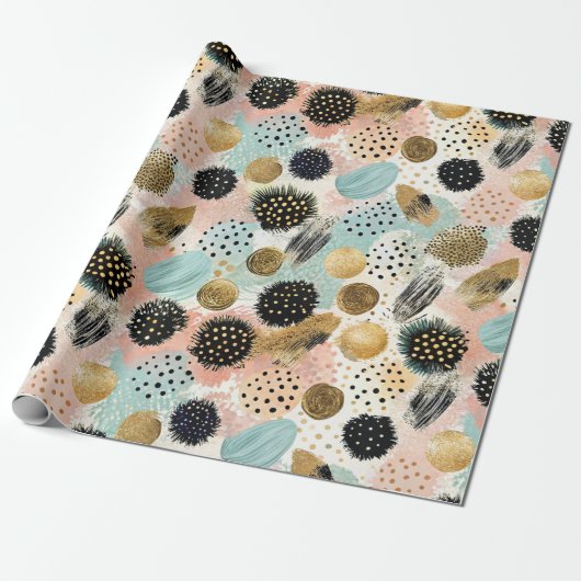 Abstract cirkelpatroon -met Glitter & Speckles 2 Cadeaupapier (Uitgerold)