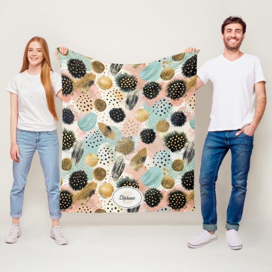 Abstract cirkelpatroon -met Glitter & Speckles 2 Fleece Deken (In situ)