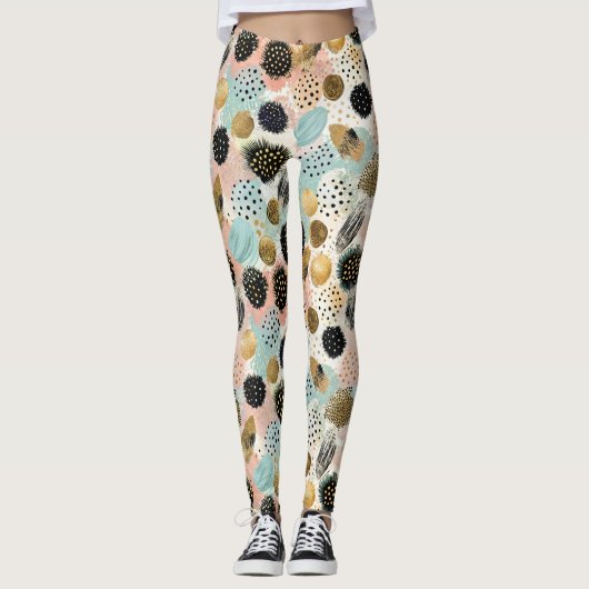 Abstract cirkelpatroon -met Glitter & Speckles 2 Leggings (Voorkant)