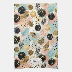 Abstract cirkelpatroon -met Glitter & Speckles 2 Theedoek