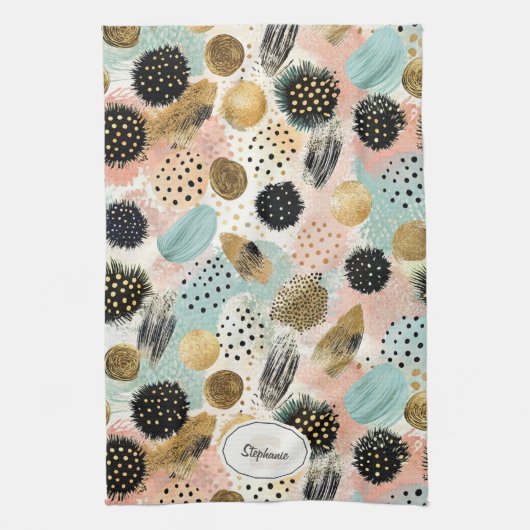 Abstract cirkelpatroon -met Glitter & Speckles 2 Theedoek (Verticaal)