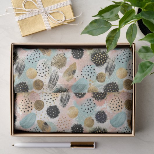 Abstract cirkelpatroon -met Glitter & Speckles 2 Tissuepapier (Geschenk)