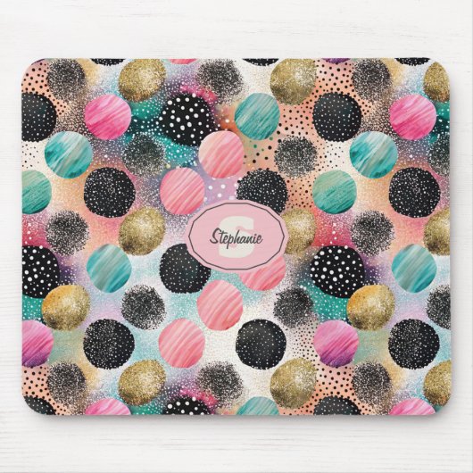 Abstract cirkelpatroon - met glitter & spikkels muismat (Voorkant)