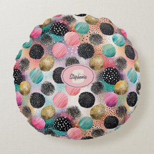 Abstract cirkelpatroon - met glitter & spikkels rond kussen