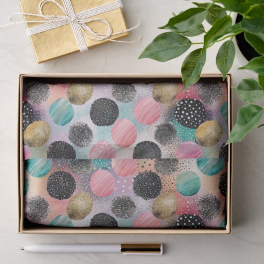 Abstract cirkelpatroon - met glitter & spikkels tissuepapier (Geschenk)