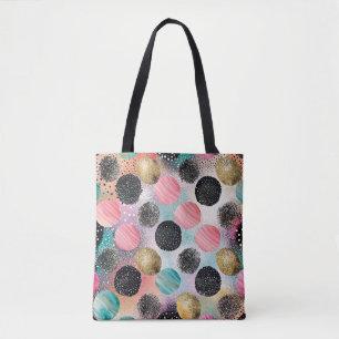 Abstract cirkelpatroon - met glitter & spikkels tote bag