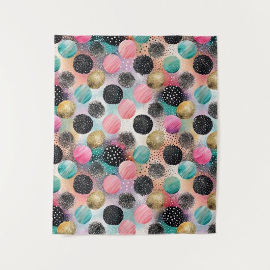 Abstract cirkelpatroon - met glitter & spikkels wandkleed (Voorkant)